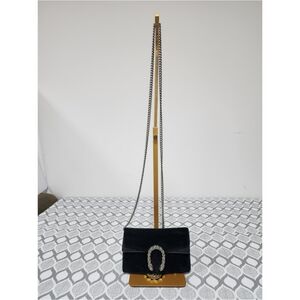 Gucci Velvet Super Mini Dionysus Crossbody Bag Black